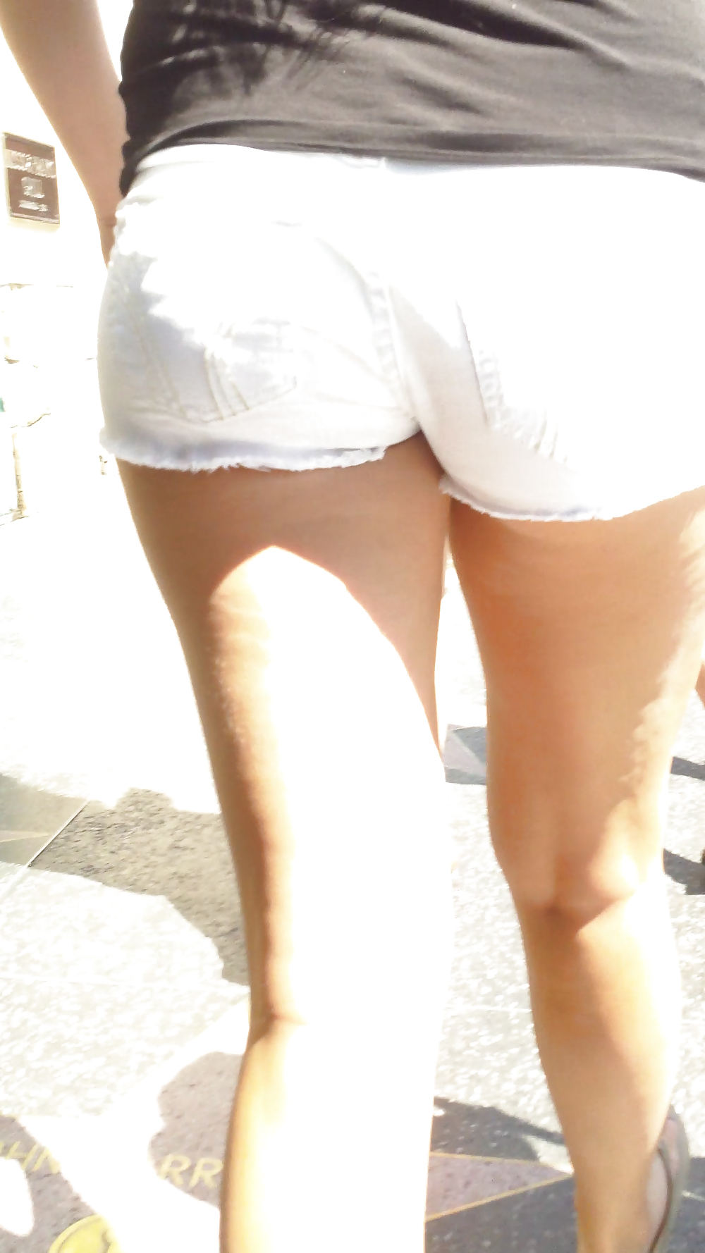 Public teen ass & butt in white shorts #37027237