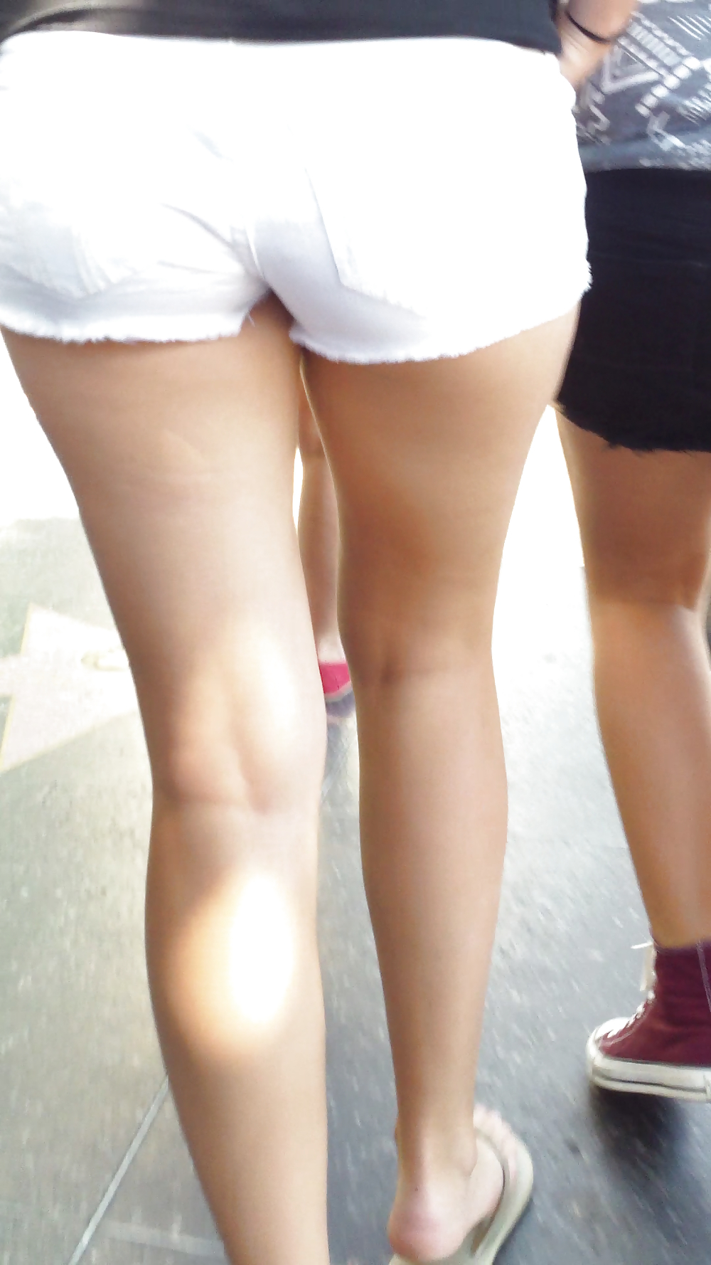 Public teen ass & butt in white shorts #37027274