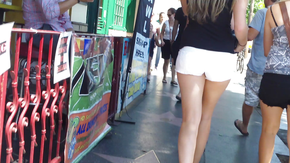 Public teen ass & butt in white shorts #37027278