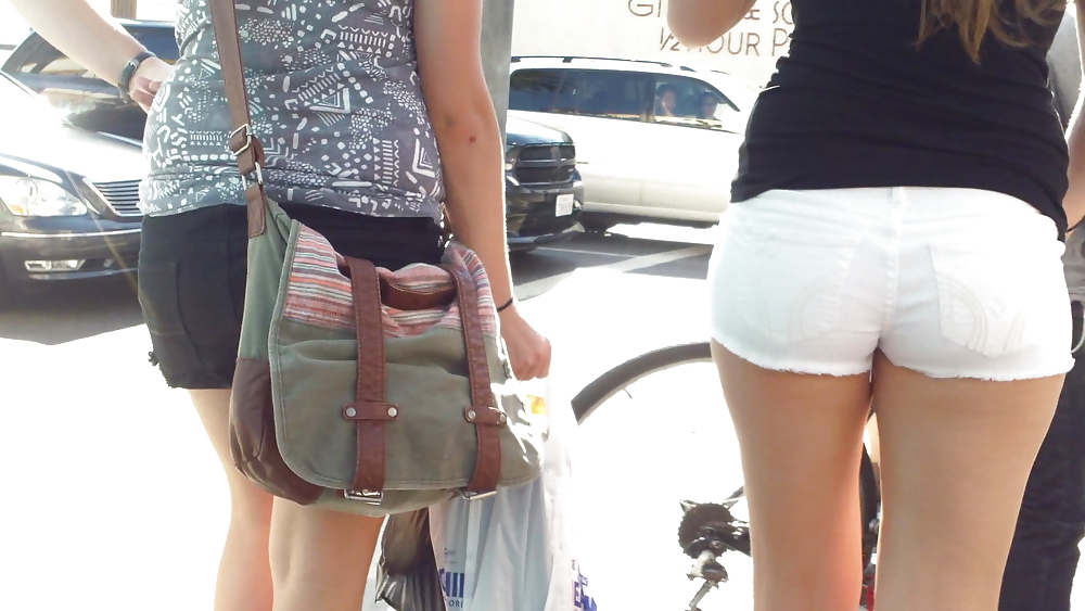 Public teen ass & butt in white shorts #37027336