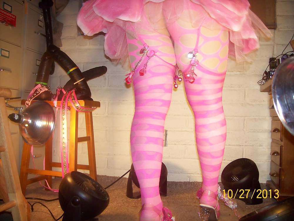 Tgirl BBC slut in hot pink to be pimped out in Daddy's hood #24067129