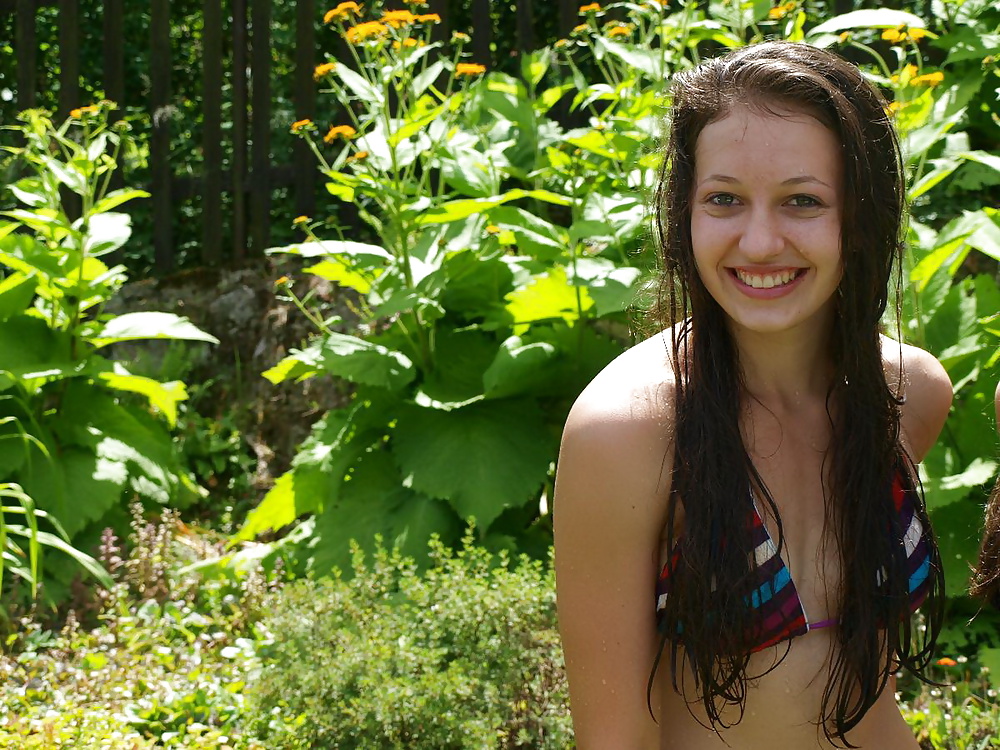 Bikini teens in the garden 2