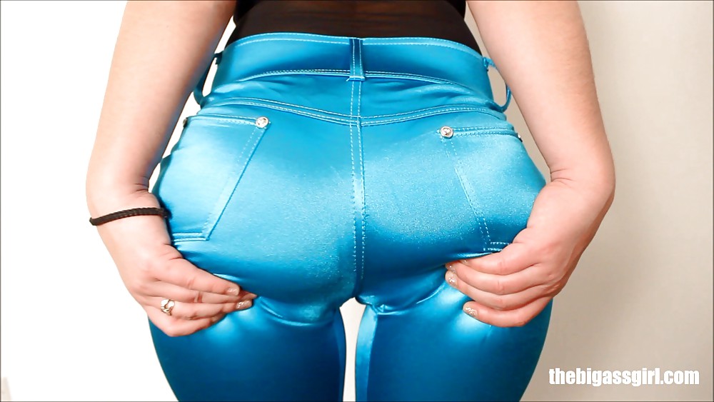 Big ass spandex booty shiny disco jeans candid butt #23841567