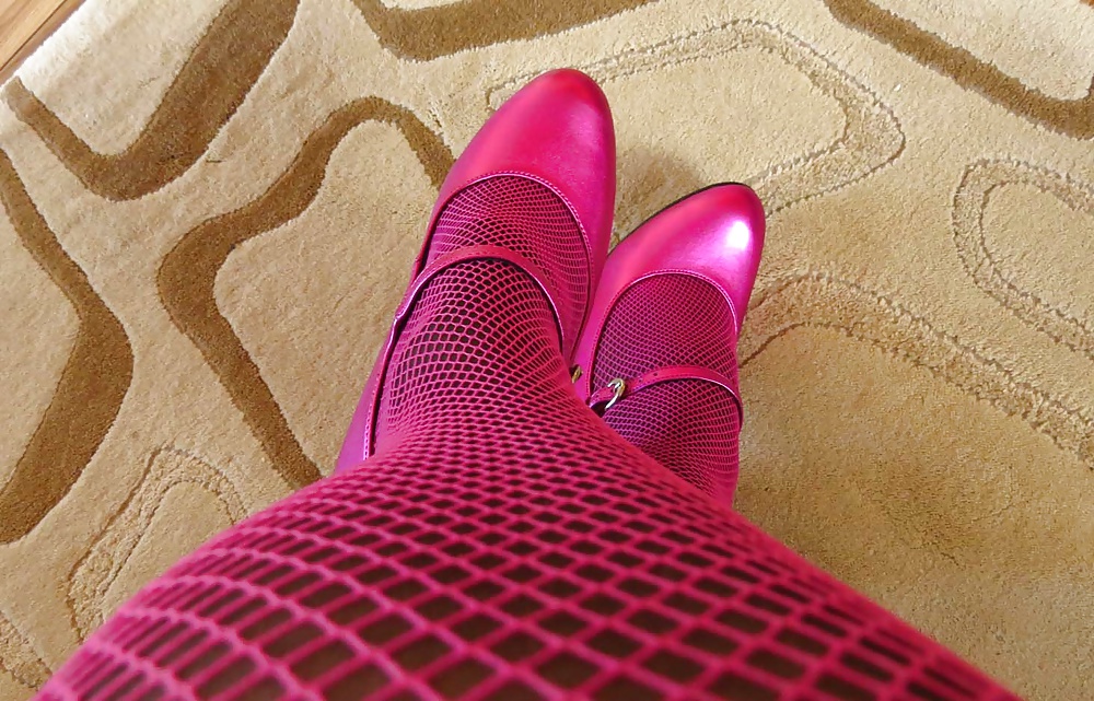 Pretty in Pink 2 Black Pantyhose and Pink Fishnets #24037910