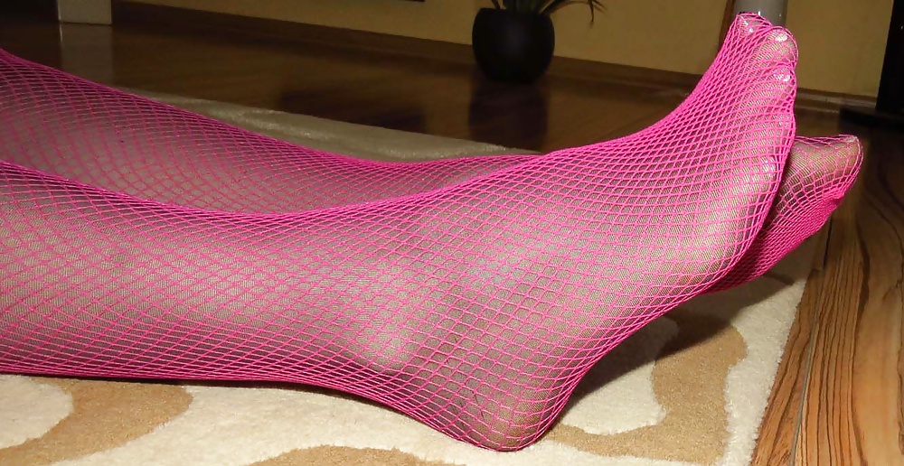 Pretty in Pink 2 Black Pantyhose and Pink Fishnets #24038001