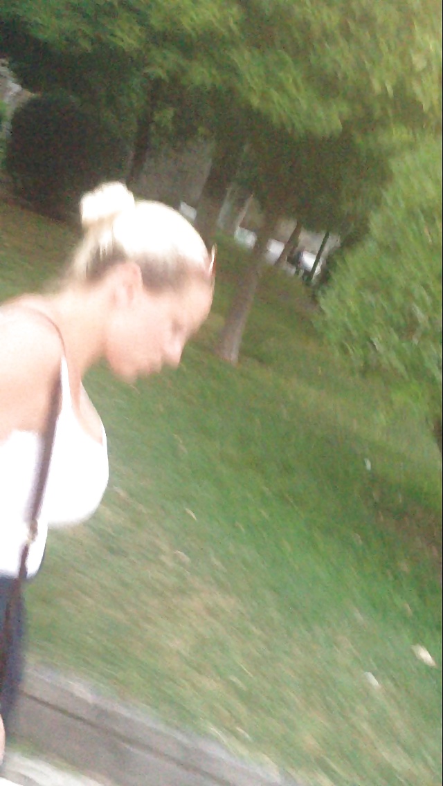 Candid Huge Blonde Tits White Tanktop #28717777