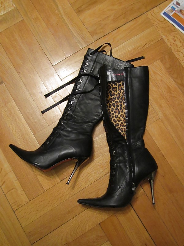 Meine Sammlung: Schwarz Spitzen-up-Lederstiefel #36557941