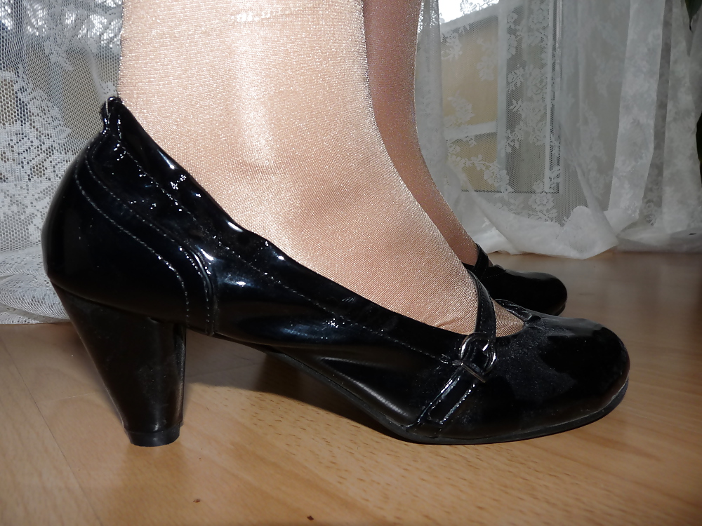 Wifes sexy random shoes heels feet legs nylon #36468863