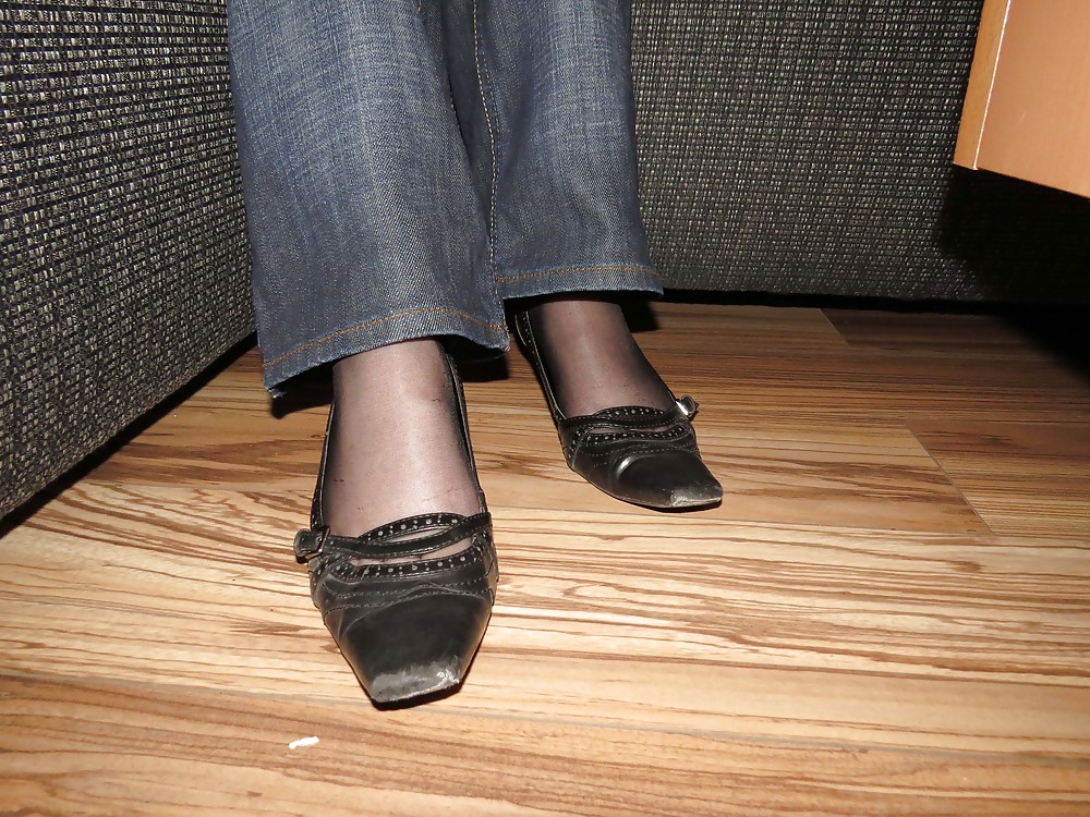 Creamy black nylon feet #35627970