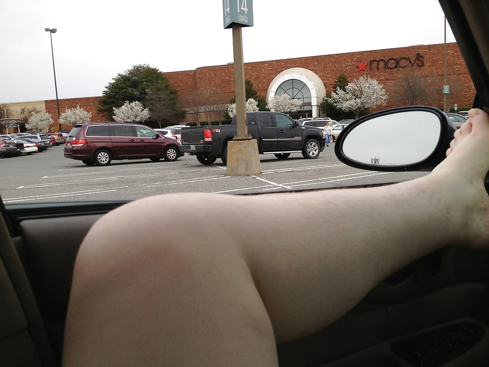 Half naked & playing in car in mall parking lot #28349149