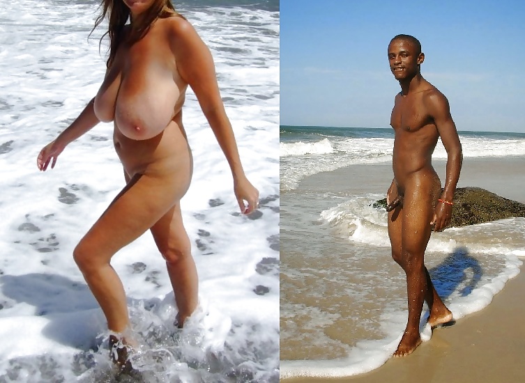 Busty Wife Teasing Younger Black Men At Nude Beach