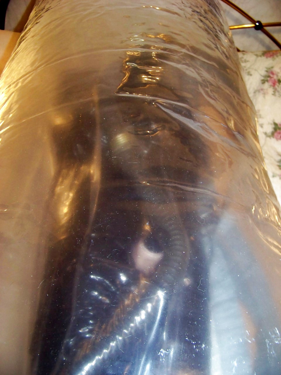 My wife in mummification, gas mask, inflatable bondage bag #23780545