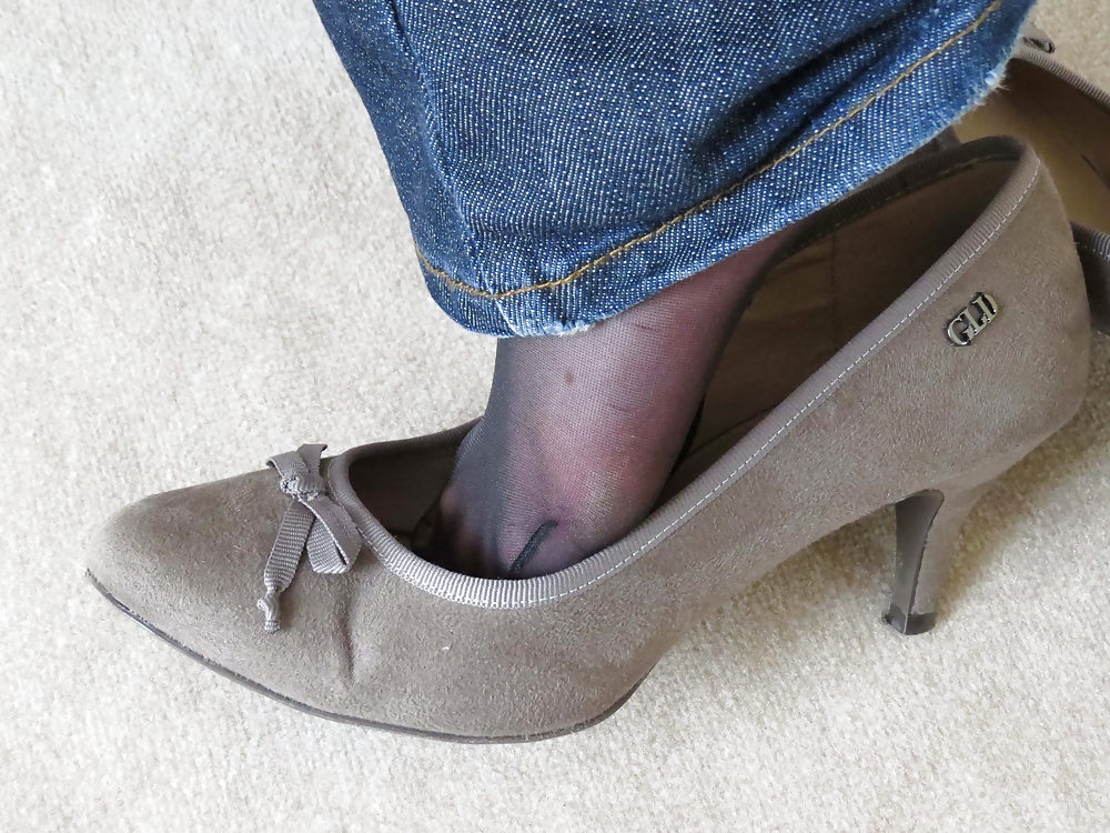 Black Nylons and Gray Graceland High Heels #26880634