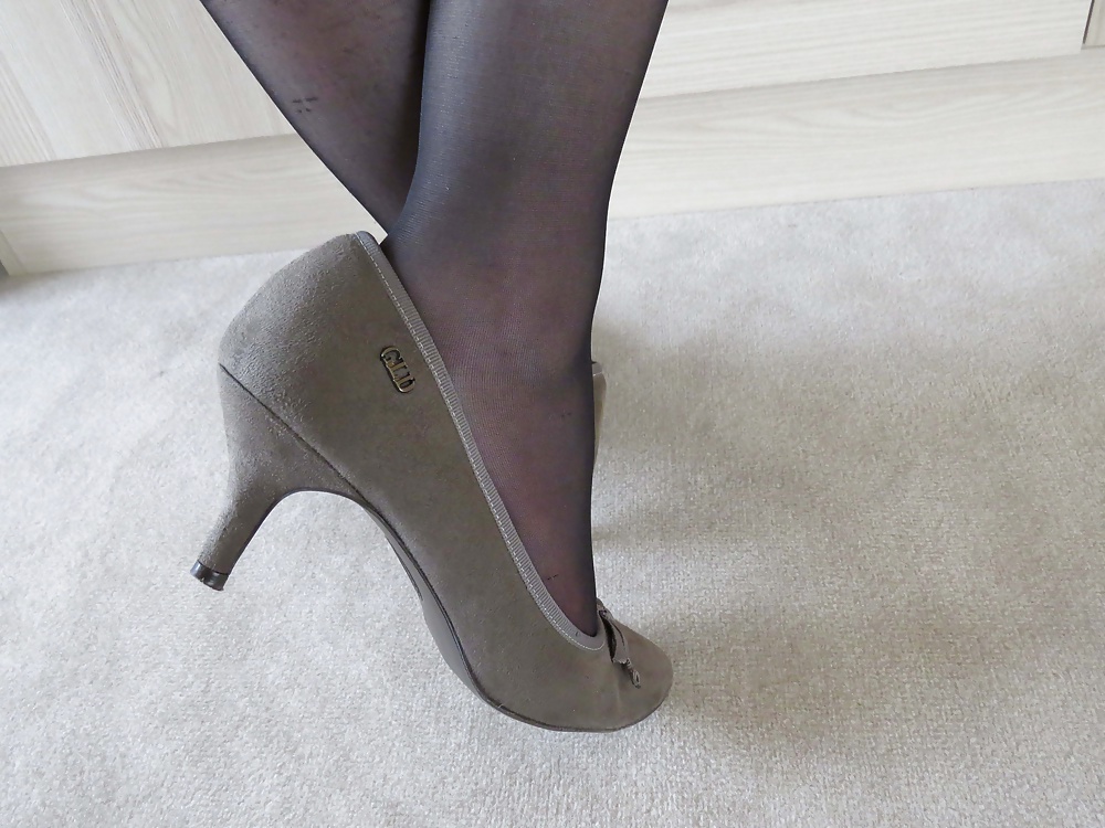 Black Nylons and Gray Graceland High Heels #26880983