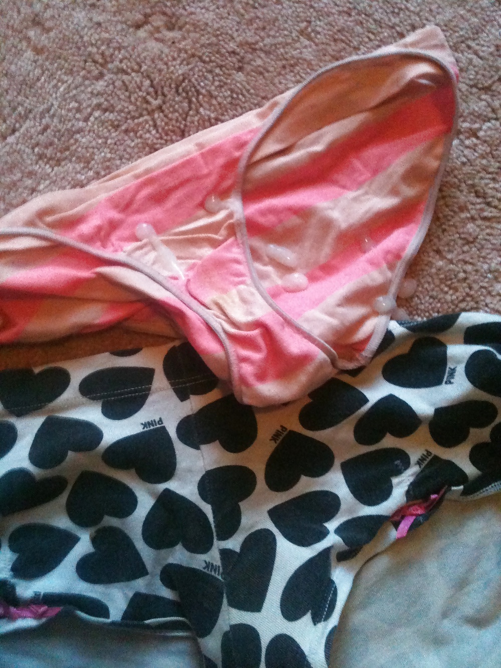 Cum on bra's and panties .