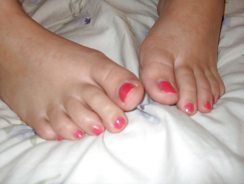 WIFE'S FEET Soles sucking toes socks painted toenails MILF #29546167