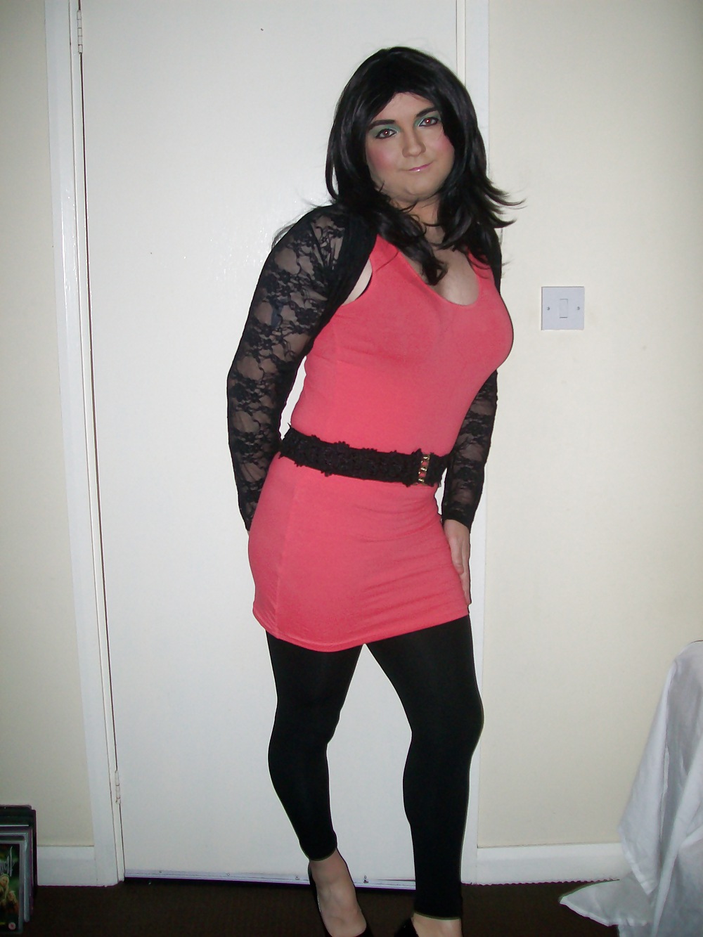 Crossdresser Lydia Lust in Pink dress and leggings #36387366