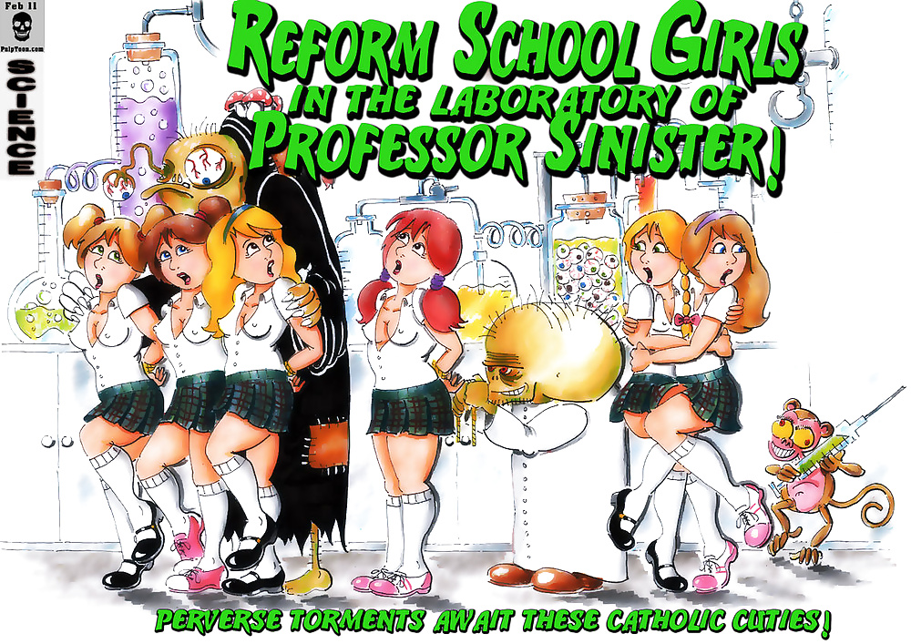 Riformare le ragazze della scuola nel laboratorio del professore sinistro
 #24770686