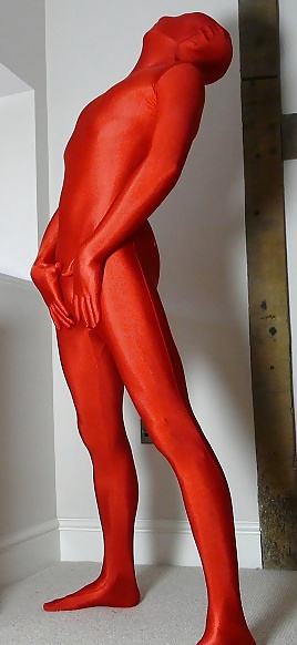 Red Lycra Zentai catsuit  #31640203