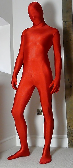 Red Lycra Zentai catsuit  #31640204