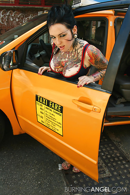 Busty Alt Punk Adahlia Fingers on Taxi Cab #35969819