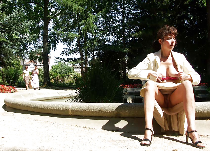 FRENCH NADINE flashing in a public park 2005 #24667026