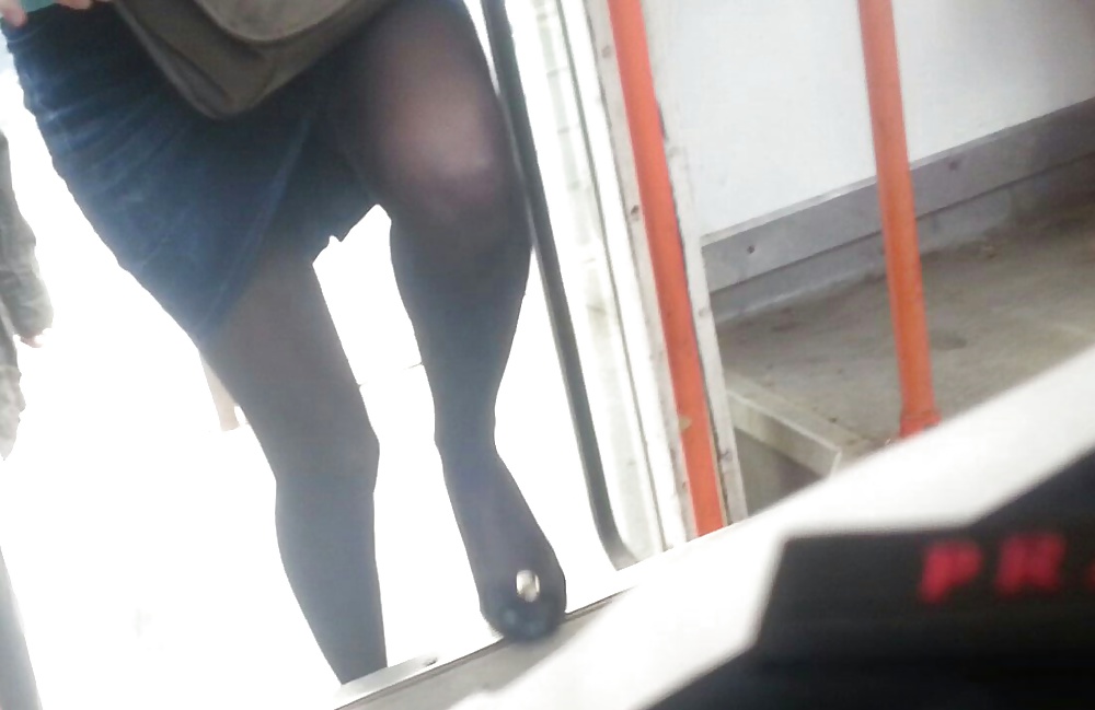 Spy feet,ass, face,legs and nylon in bus romanian #29118214