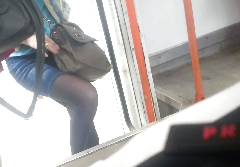 Spy feet,ass, face,legs and nylon in bus romanian #29118236