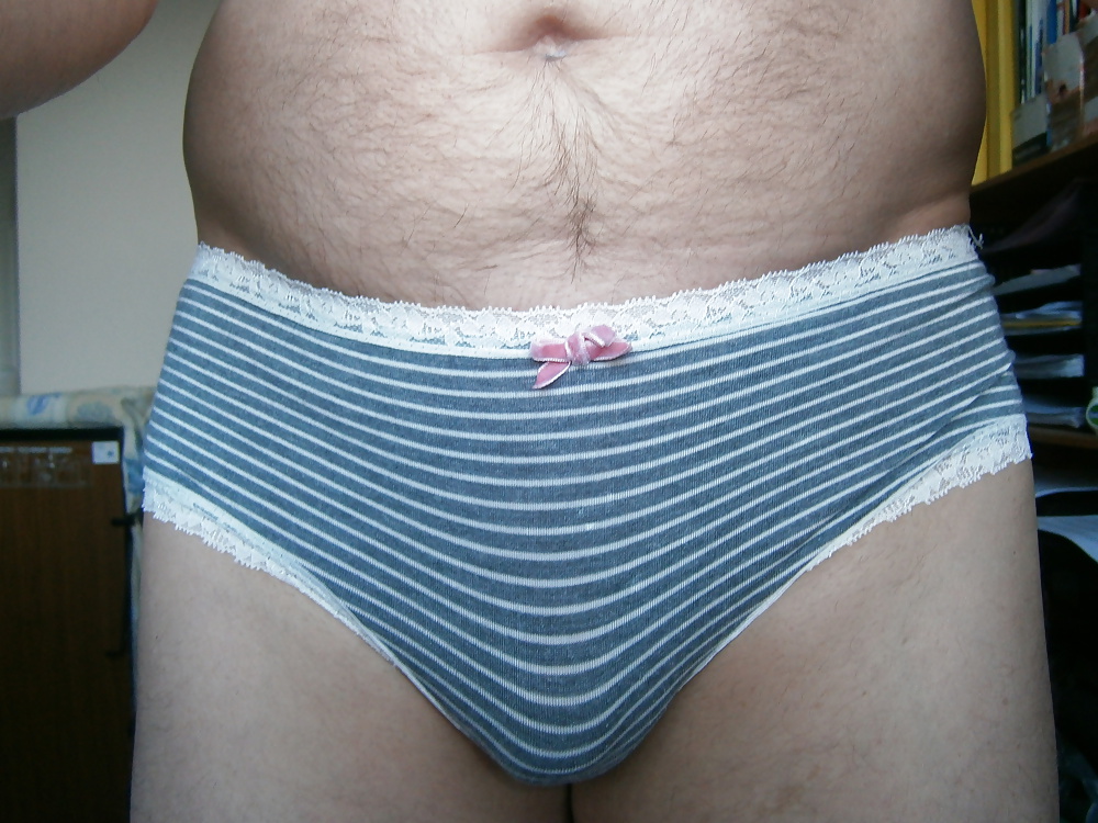 Playing in my wifes grey cotton knickers. #41118381