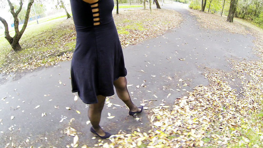 Sexy dress, heels and flashing on a bridge #31894561