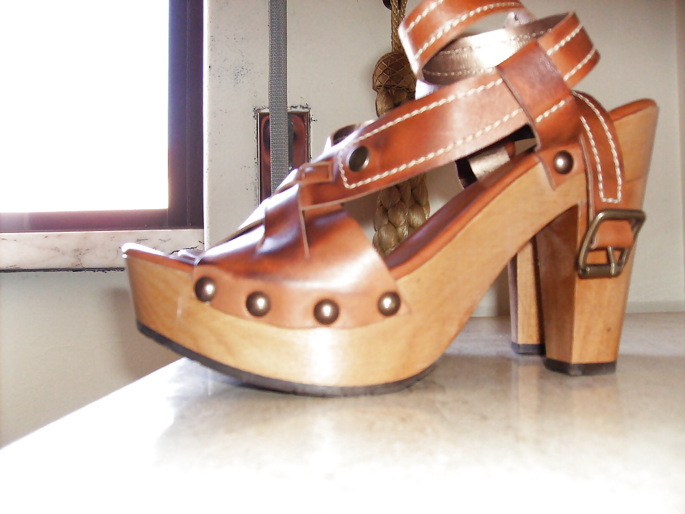 Wood soles sandals. #35273260