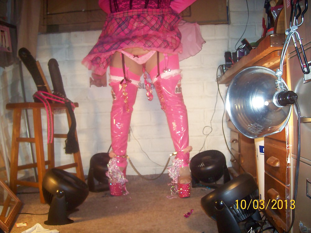 Tgirl BBC slut in hot pink naughty schoolgirl outfit #26265706