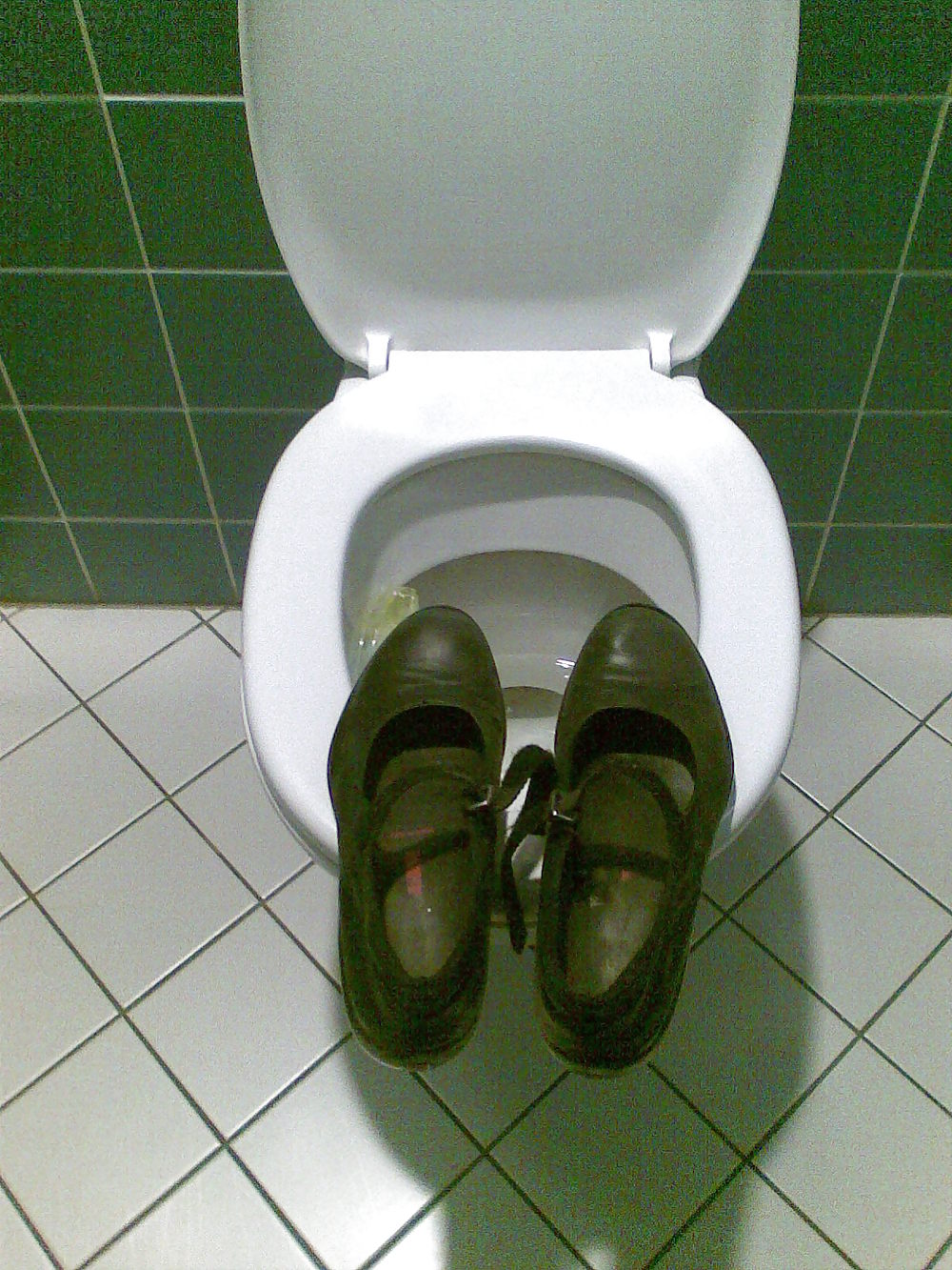 Diversión con sus apestosos zapatos de oficina en toilett
 #36584179