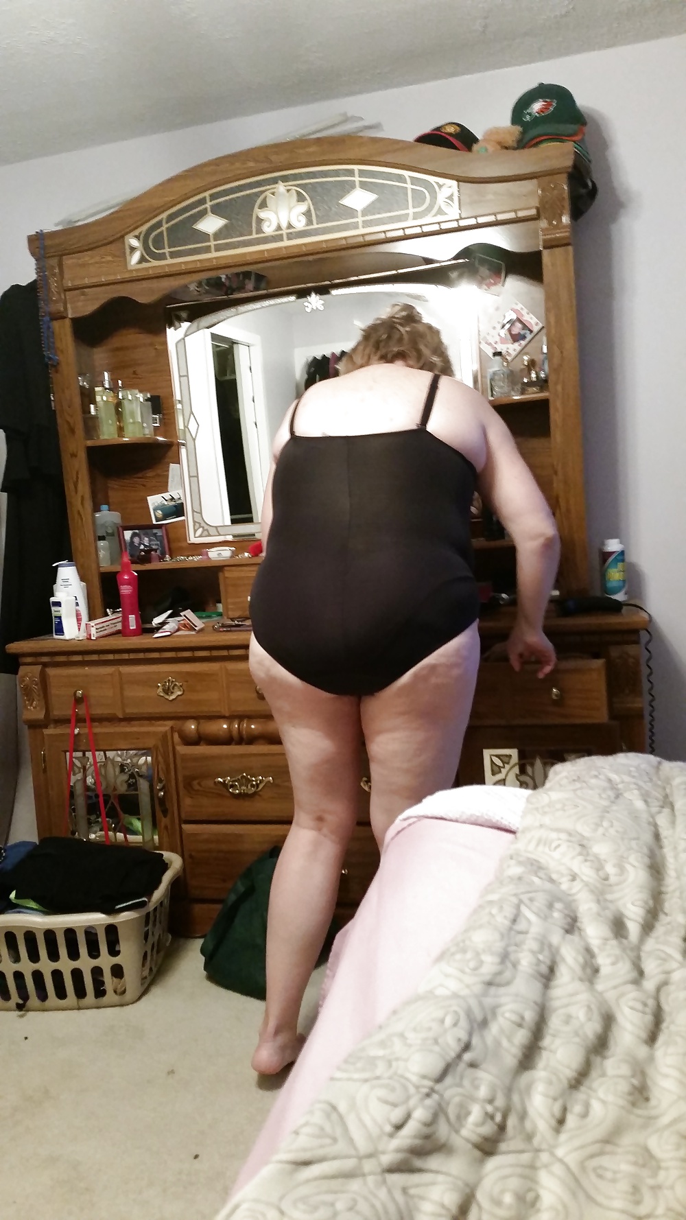 Bbw wife half dressed & naked,hairy pussy, big tits,belly #39517597