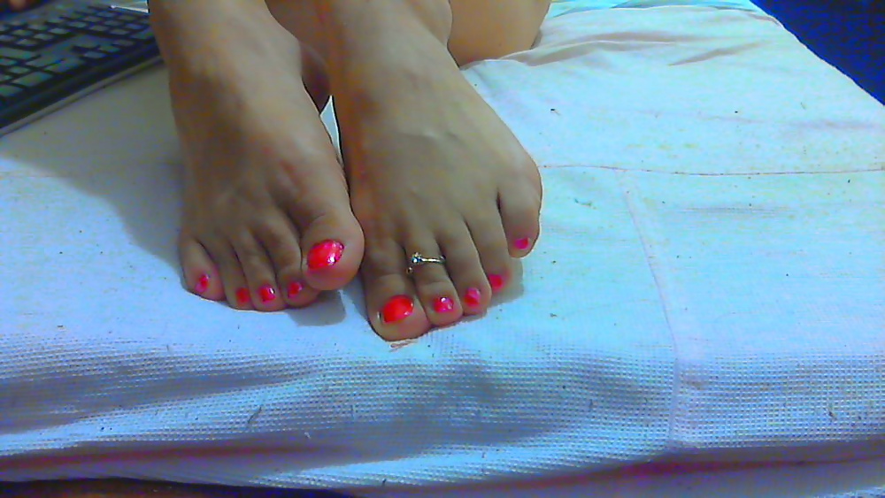 My feet with red pedicure! made by request #24345796