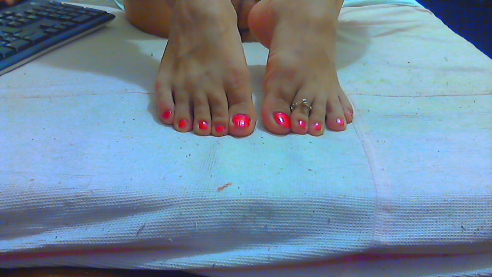 My feet with red pedicure! made by request #24345803