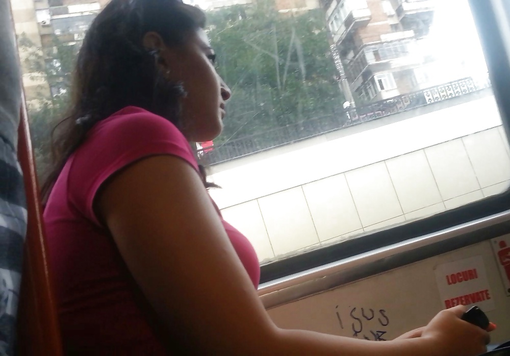 Spy sexy women boobs in bus romanian #40006669