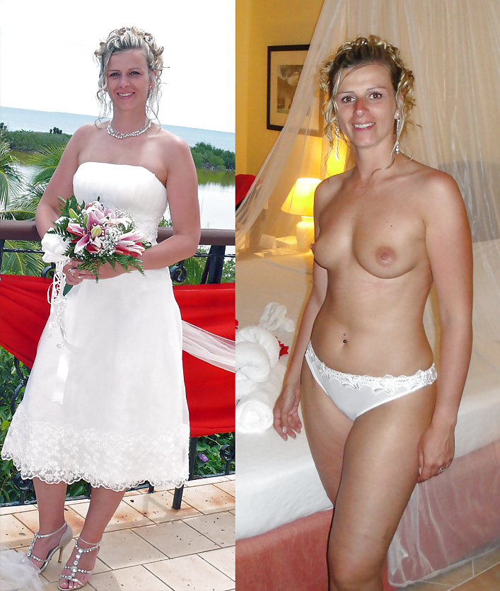 花嫁の結婚式のボイジャーは、アップスカートの白いパンティーとブラジャー
 #31061629
