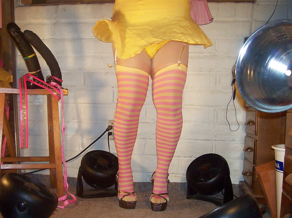 Tgirl bbc slut teases bbcs in green and yellow outfits
 #24490767