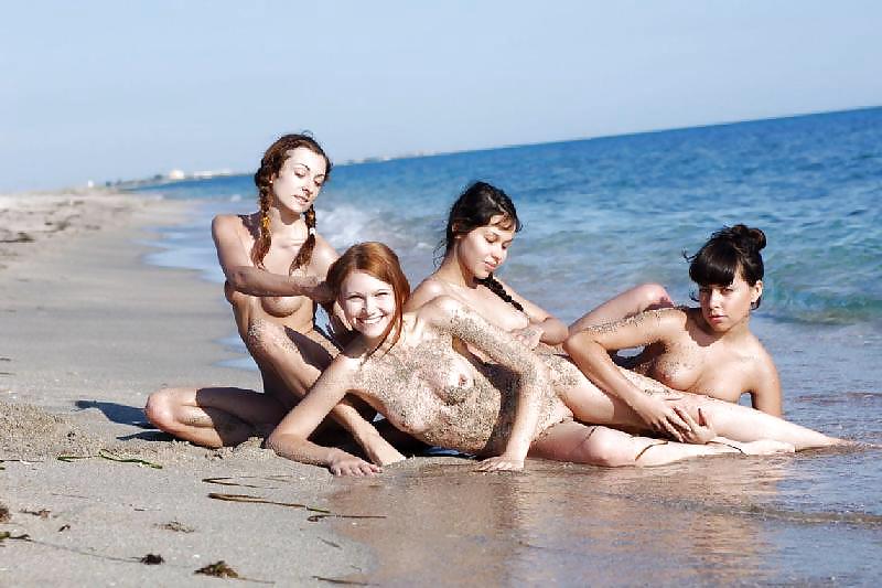Four lesbians at the beach #34766198