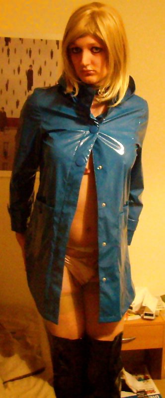 Blue PVC raincoat and thigh boots #36360006