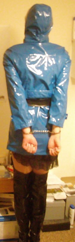 Blue PVC raincoat and thigh boots #36360010