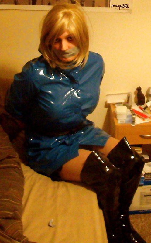 Blue PVC raincoat and thigh boots #36360020