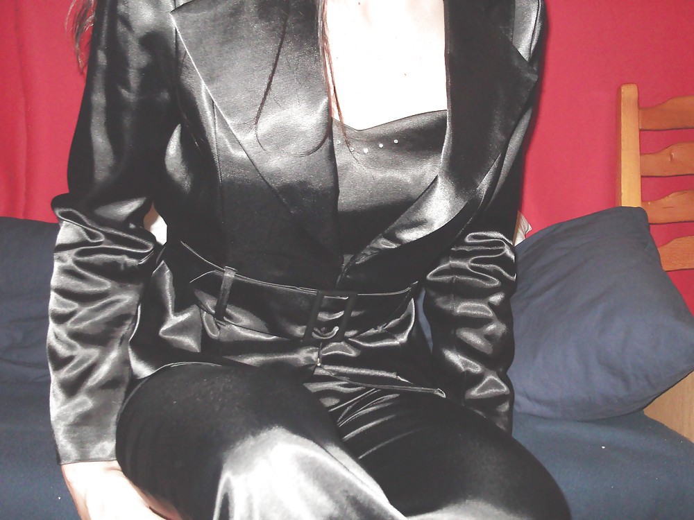 Black satin suit (trousers, corset, jacket) #23032954