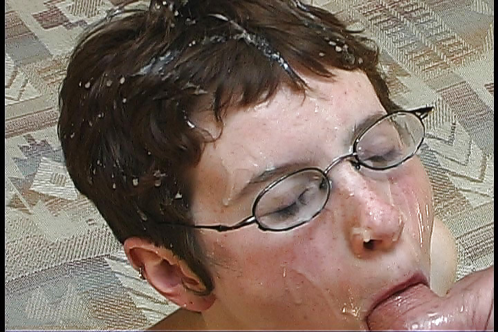 Nerdy brunette getting her face drenched by cum #23046335