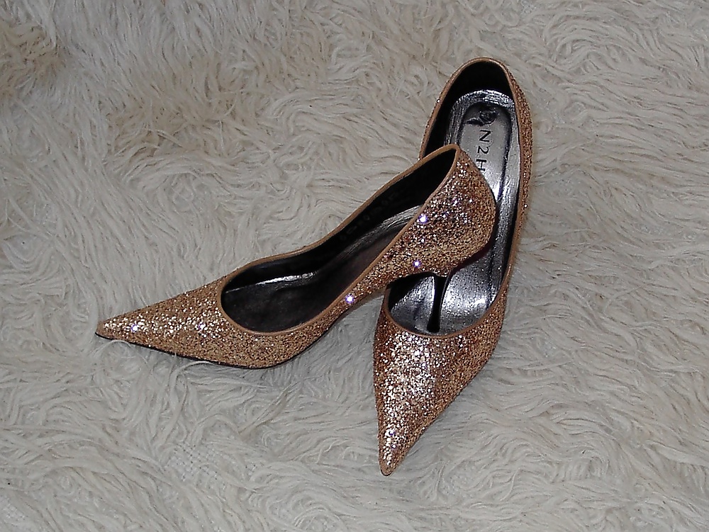 Mi tacón de aguja de 4 pulgadas n2h - glitter dorado fashion-pumps
 #33410324