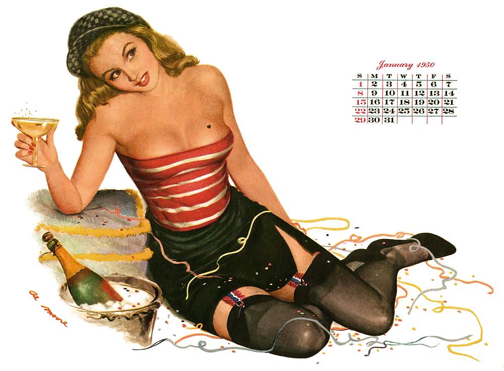Erotic Calendar 16 - Al Moore Pin-ups 1950 #23470459