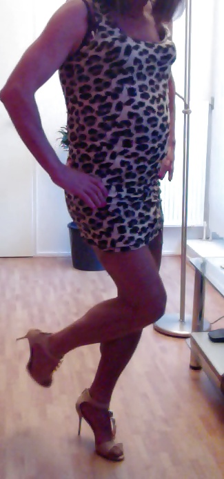 Leopard print dress and summer sandals  #28682794