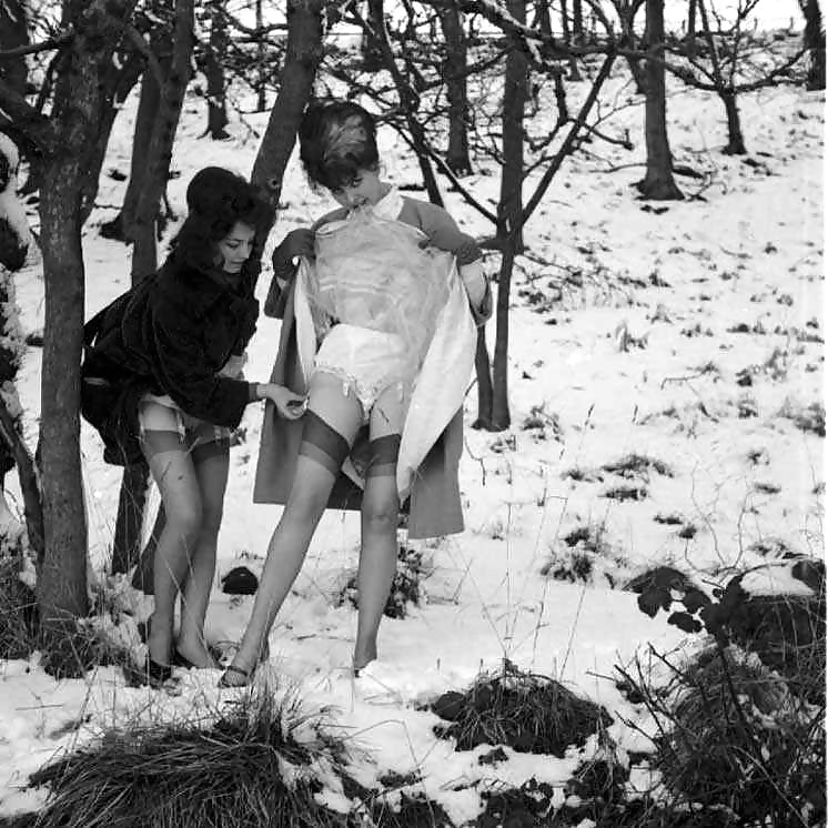 Vintage ladies-white panties and snow! #33602631