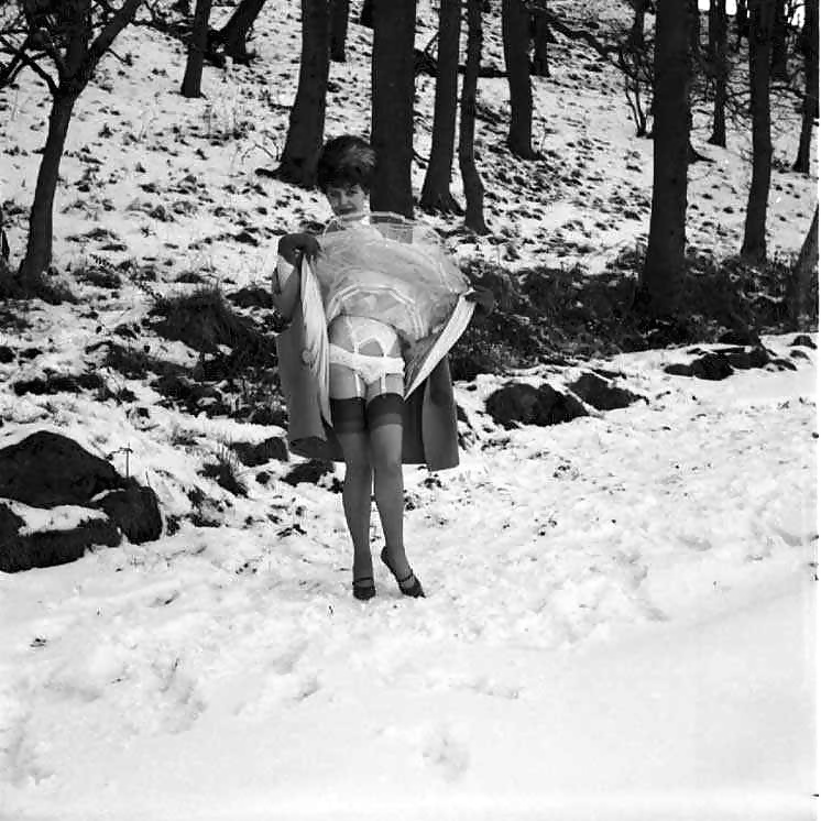 Vintage ladies-white panties and snow! #33602643